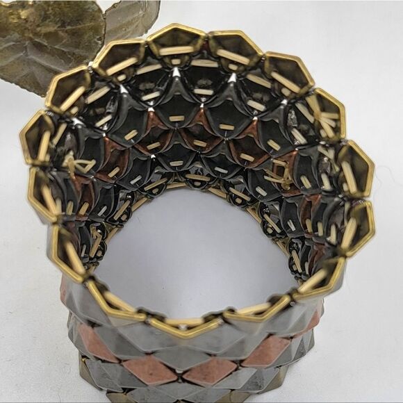 "5/$25" Multicolored Metal Cleopatra Style Wide Stretch Costume Bracelet - Picture 2 of 5